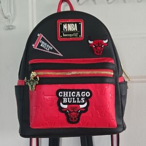 Loungefly X NBA Chicago Bulls Red Black Backpack Basketball NWOT New W Out Tags